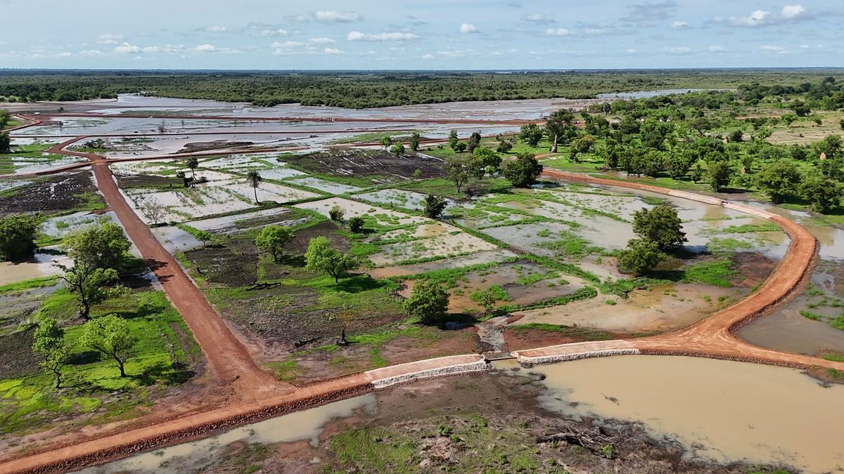 Vue aérienne du site d'aménagement hydroagricole de Genieri